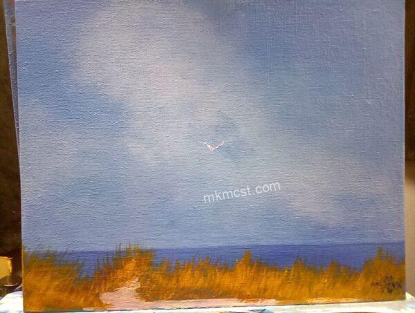 Summer Stroll On A Cape Cod Beach 8×10 original Michael McStay Art Cape cod MA  Seascapes